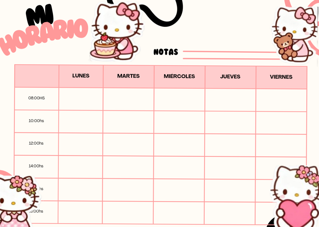 📝 📌 stay inspired all year long: Hello Kitty Weekly School Schedule Planner Design