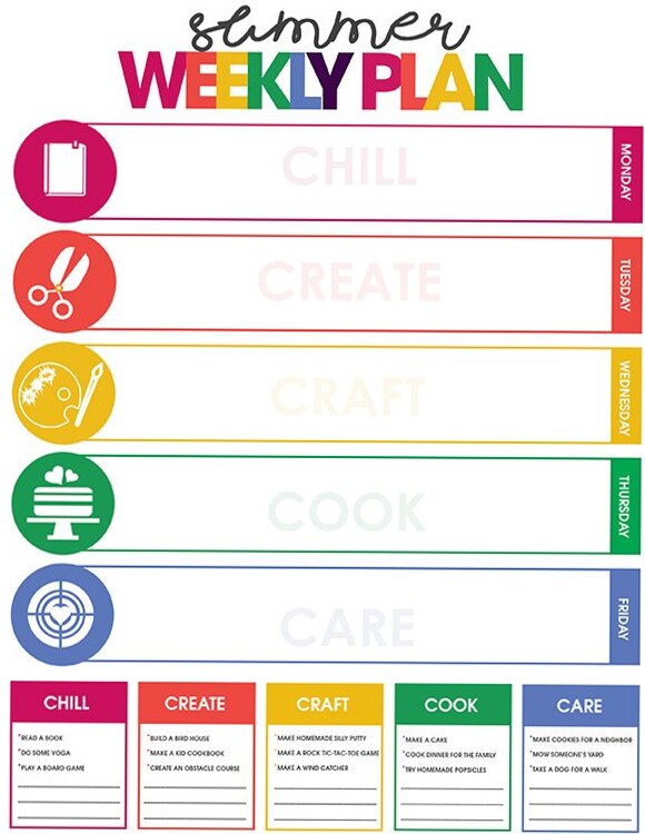 🖇️ 🖇️ stay inspired all year long: Summer Weekly Plan for Kids | Free Printable Schedule