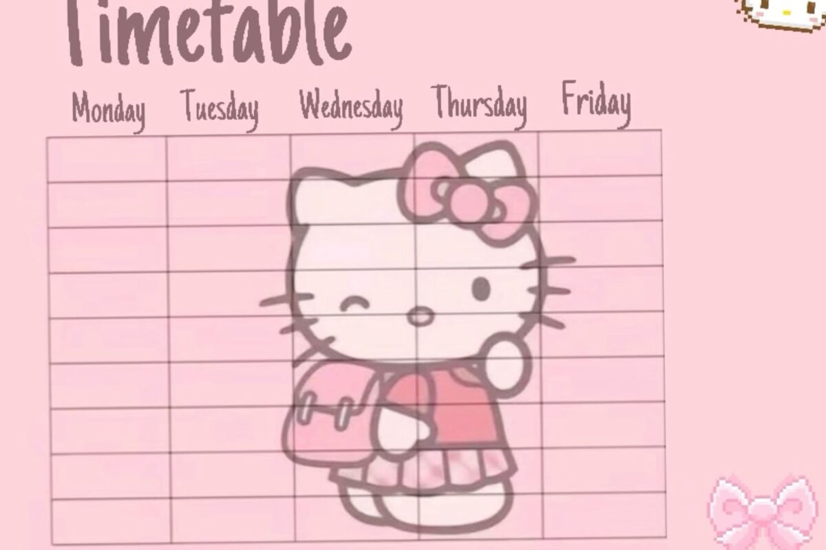 📊 📝 stay inspired all year long: Secret to Productivity: English Time Table Planner with Hello Kitty Design