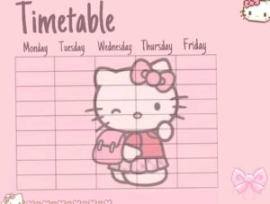 📊 📝 stay inspired all year long: Secret to Productivity: English Time Table Planner with Hello Kitty Design