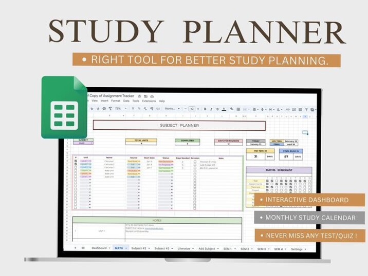 📝 🖇️ Student Planner Tracker | Google Sheets Dashboard | ultimate printable checklist