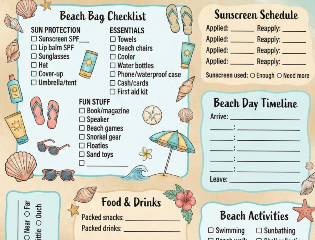 Summer 2026 Beach Trip Planner Template — 💎 🌈 romanticize your routine