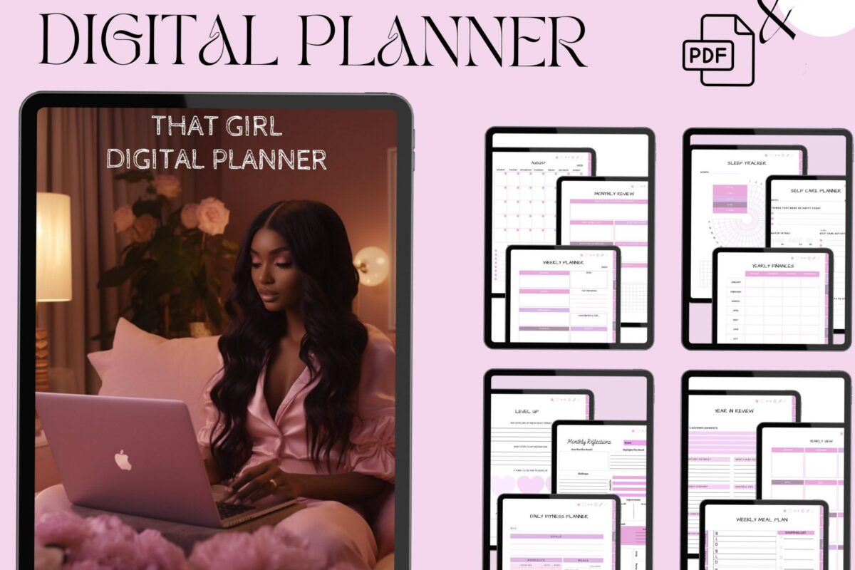 🕯️ 🤍 That Girl Life 2025 Digital Planner | 100 Pages of Black Woman Empowerment | dream life manifestation