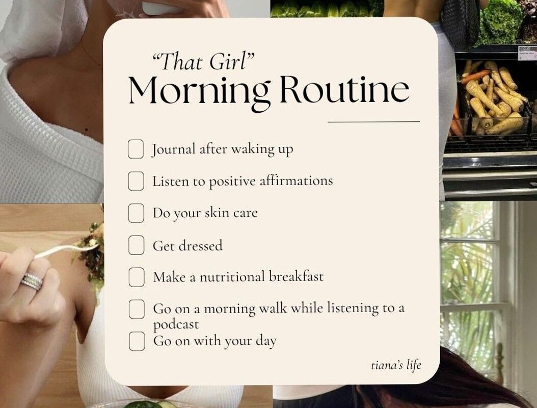 🥂 🍰 That Girl Morning Routine | Digital Design & Planner Assets | secret to staying productive