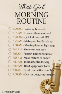 ‘That Girl’ Morning Routine for Glowing Skin, Energy & Success | Thebeautyvault — 🌸 💍 romanticize your routine