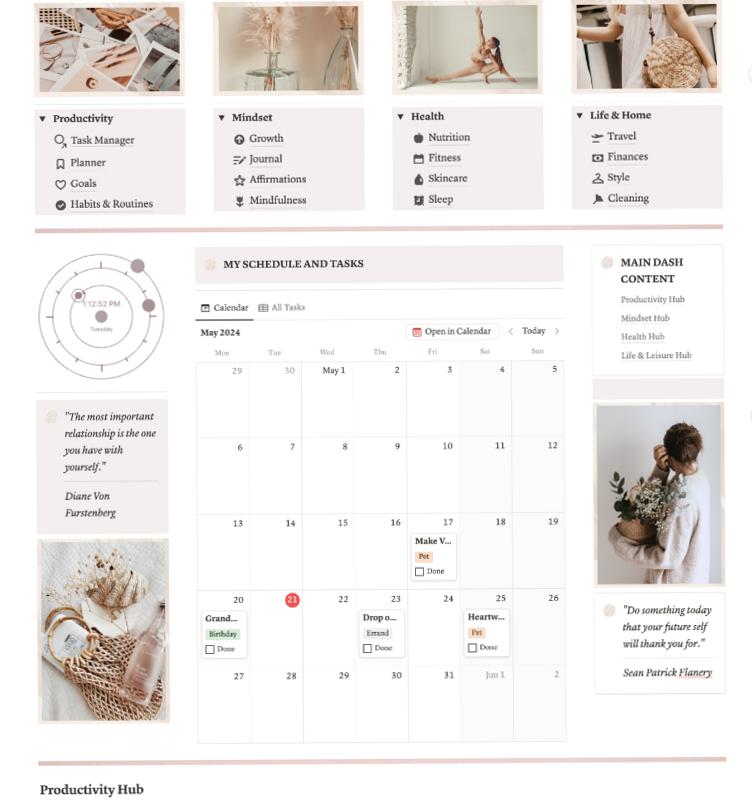 🌈 📍 That Girl Planner Notion Template | 12 Month Aesthetic Life Planner | game-changing digital system