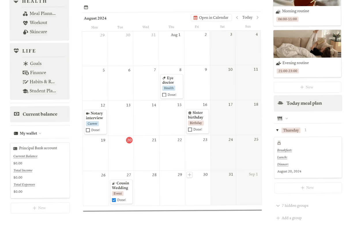 That Girl Student Planner Notion Dashboard Selfcare Planner — 🤍 ☁️ pro digital dashboard
