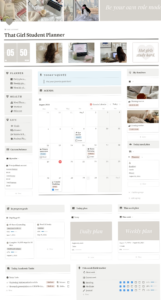 That Girl Student Planner Notion Dashboard Selfcare Planner — 🤍 ☁️ pro digital dashboard