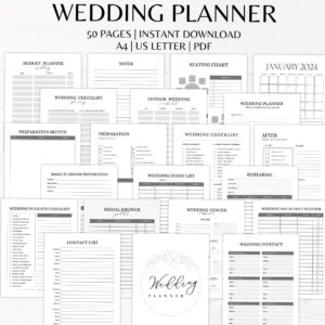 The Ultimate Printable Wedding Planner Bundle & Checklist for Seamless Planning — 🖌️ 🖌️ no-stress tracker