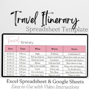 Top Travel Itinerary Template for Google Sheets & Excel — 🌸 💌 ultimate printable checklist