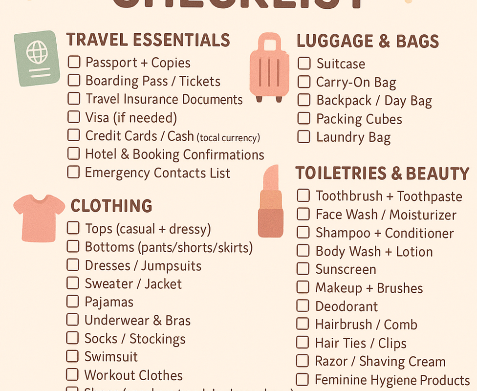 Travel Checklist for Digital Planners & Creative Assets — 🎀 🎀 romanticize your routine