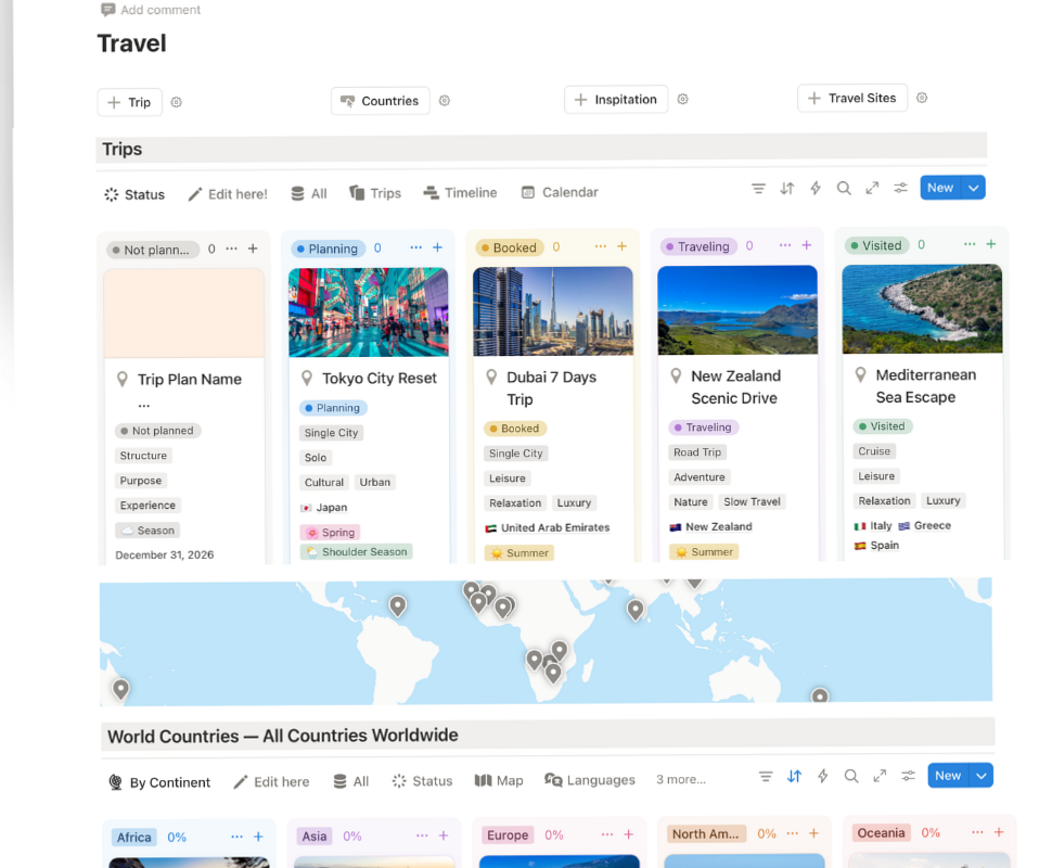 🖇️ 📅 Travel | Experience Planner OS | Notion Template | Neha Guinesh | 2026 efficiency hack