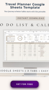 Travel Planner Google Sheets Template — 📁 📁 dream life manifestation