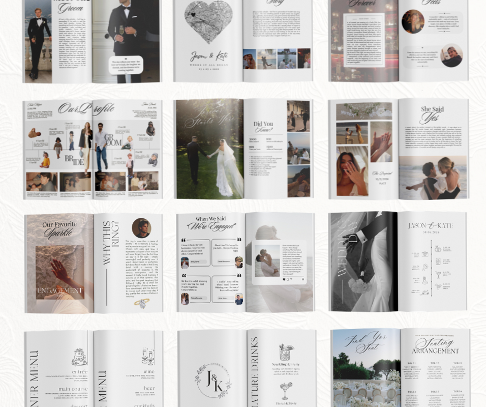 Trendy 2026 Luxury Wedding Program & Guest Experience Book — 📍 🌈 romanticize your routine