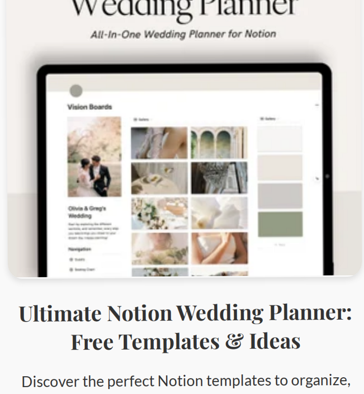 ☁️ ✨ Ultimate Notion Wedding Planner: Free Templates & Ideas | only tool for life admin