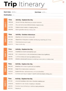 🖌️ 💎 ultimate printable checklist: Bright Trip Itinerary Free Google Docs Template