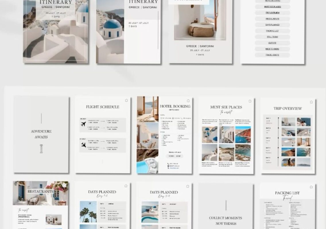 🌸 💌 ultimate printable checklist: Greece Travel Itinerary Canva Template | Digital Planner | Instant Download