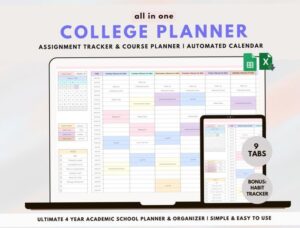 🌸 🍰 ultimate printable checklist: Weekly Academic Planner with Assignment Tracker | Google Excel Spreadsheet