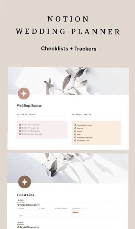 Ultimate Wedding Checklist Notion Template for Digital Design & Planners — 📅 📁 essential planning guide