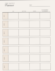 Vacation Outfit Planner — Editable & Free Download — 💍 💌 dream life manifestation