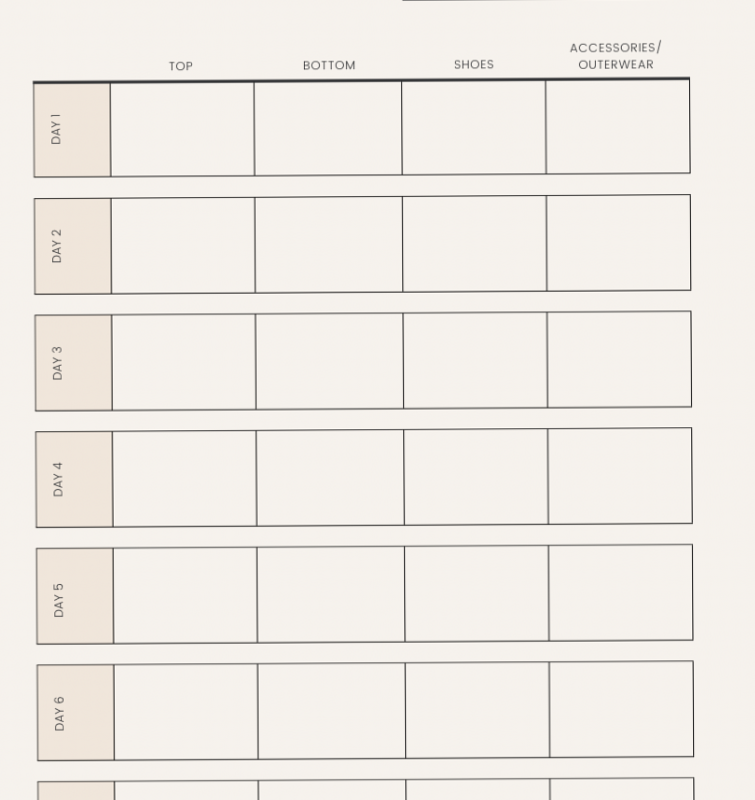 Vacation Outfit Planner — Editable & Free Download — 💍 💌 dream life manifestation