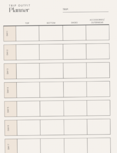 🥂 🍰 Vacation Outfit Planner — Free Editable Download | Stay Productive on the Go | romanticize your routine