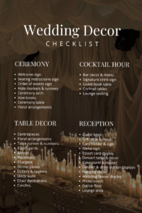 🖇️ 🖇️ Wedding Decor Checklist for Engaged Couples | no-stress tracker