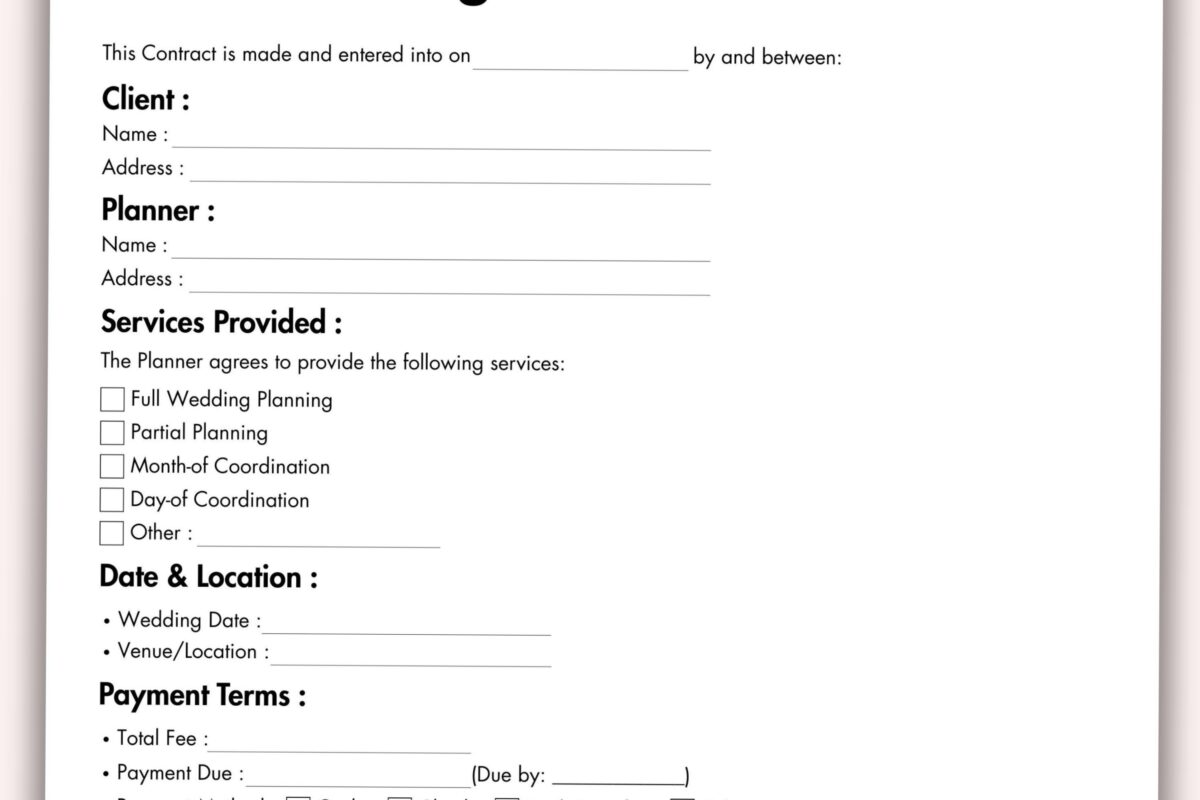📁 📅 Wedding Planner Contract — Editable Printable Template | secret to staying productive