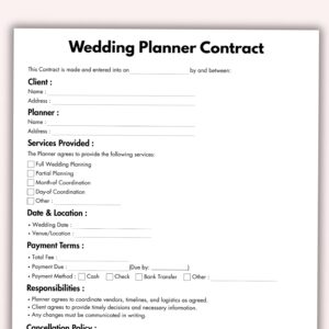 📁 📅 Wedding Planner Contract — Editable Printable Template | secret to staying productive