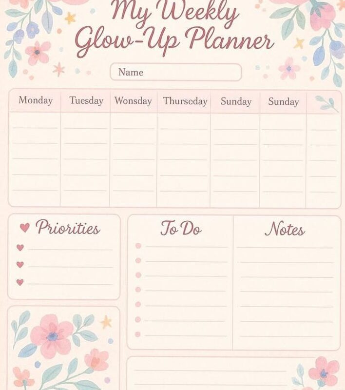 Week Ahead Planner | Girly Digital Design — 🌸 💍 romanticize your routine