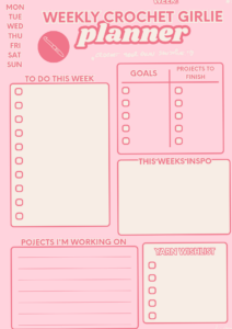 🪄 🖌️ Weekly Crochet Girlie Planner — A4 Printable Digital Download | romanticize your routine