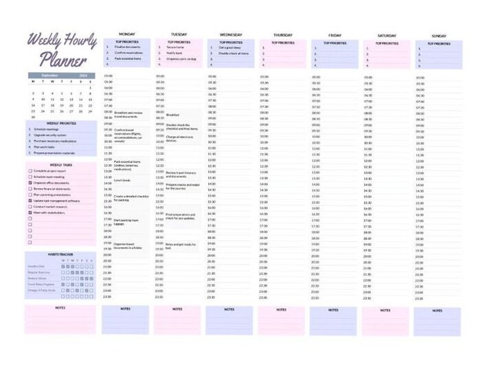 Weekly Hourly Planner — Digital Design & Creative Assets — 📍 🎨 dream life manifestation