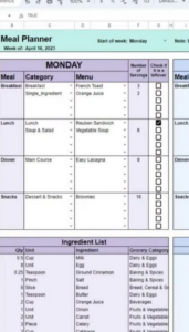 Weekly Meal Planner for Excel & Google Sheets — 📅 📝 romanticize your routine